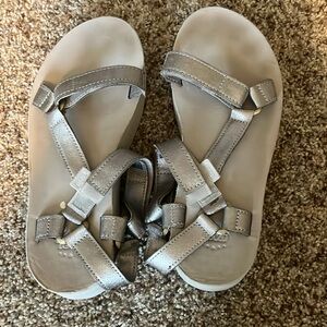 Teva Silver Leather Flatform Sandals